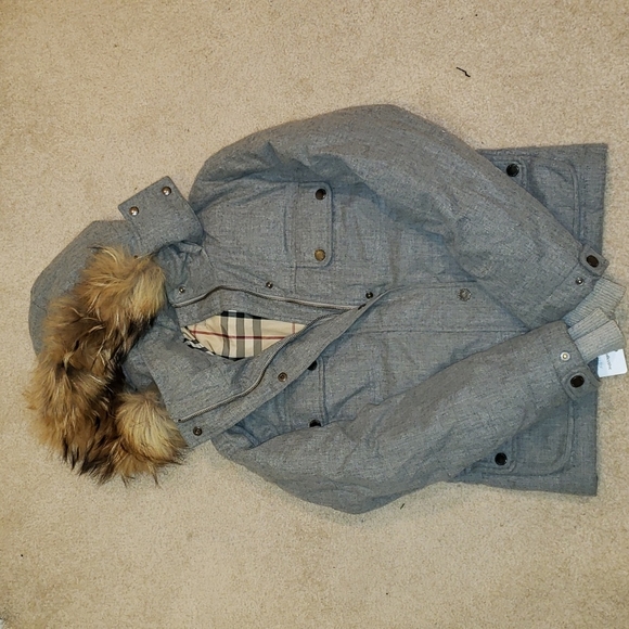Burberry hooded winter coat. - Picture 2 of 13
